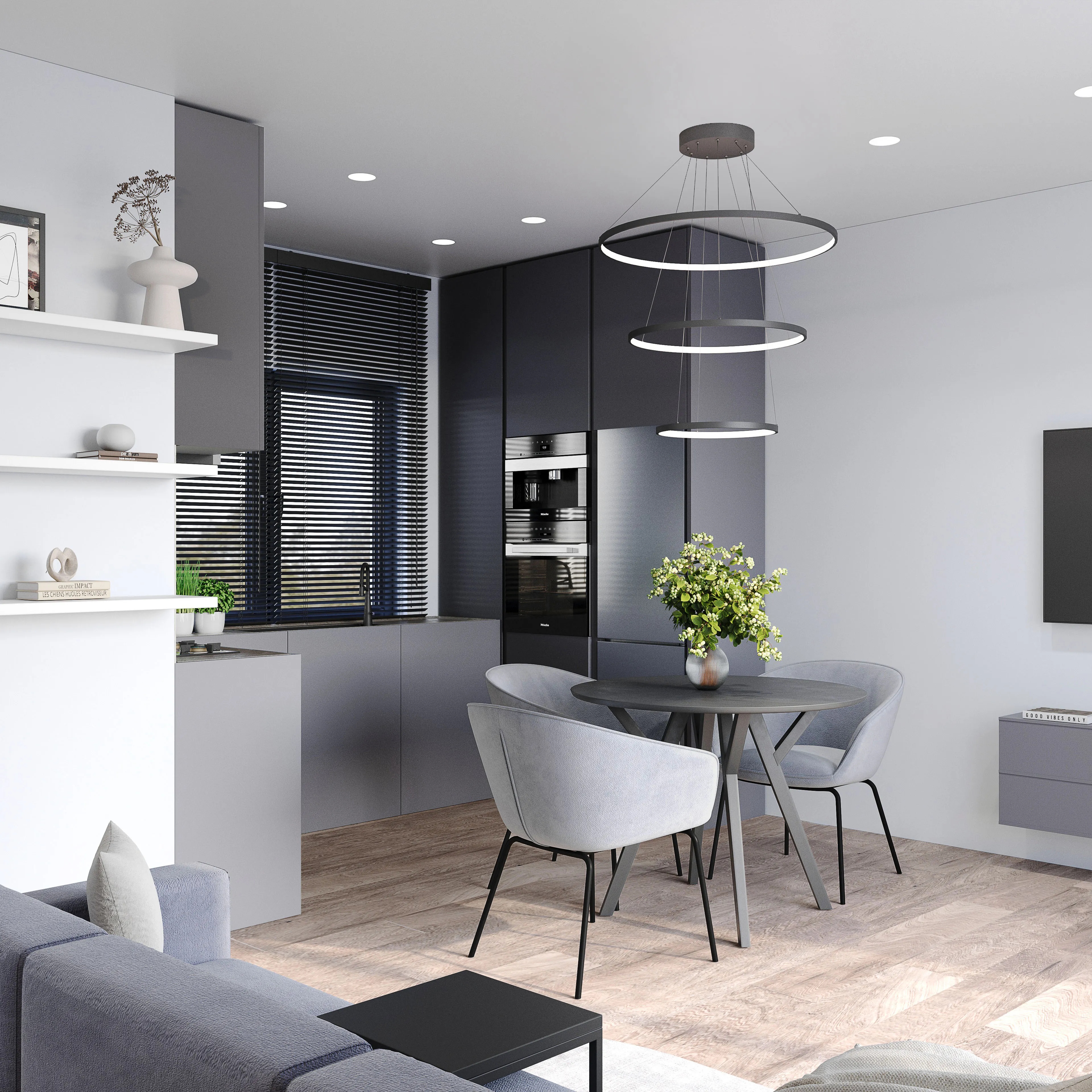 Salon z aneksem kuchennym